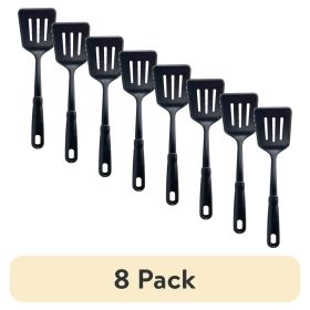 (8 pack) Slotted Kitchen Turner, Black, Nylon, Soft Grip Handle, Dishwasher Safe