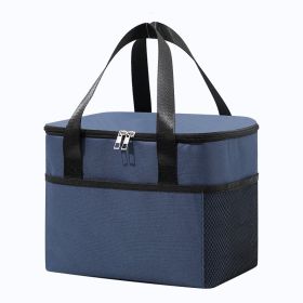 1pc Thicker Portable Thermal Ice Bag; Oxford Handle Lunch Box Bag; Outdoor Lunch Bag (Color: Navy blue)