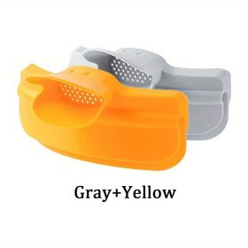 1pc; Anti-Spill Silicone Slip On Pour Soup Spout Funnel; Kitchen Dedicated Anti-Spill Pots Round Edge Deflector Pour Soup Funnel Duckbill Diversi (Color: Grey+Yellow)